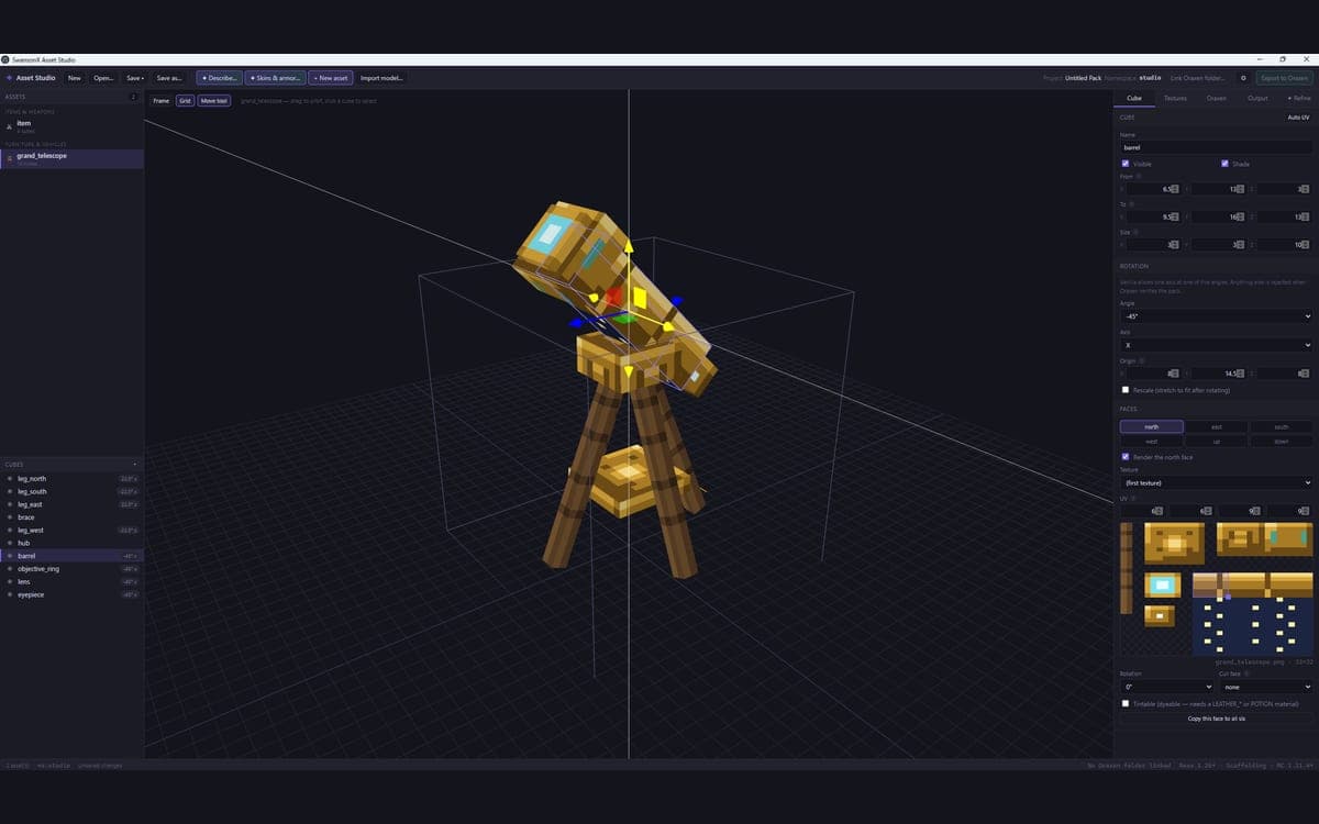 Screenshot of SwansonX Asset Studio