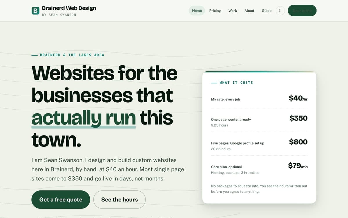 Screenshot of Brainerd Web Design
