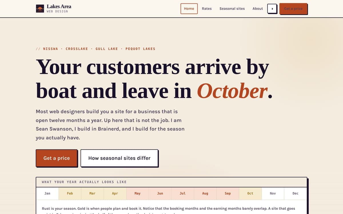 Screenshot of Lakes Area Web Design