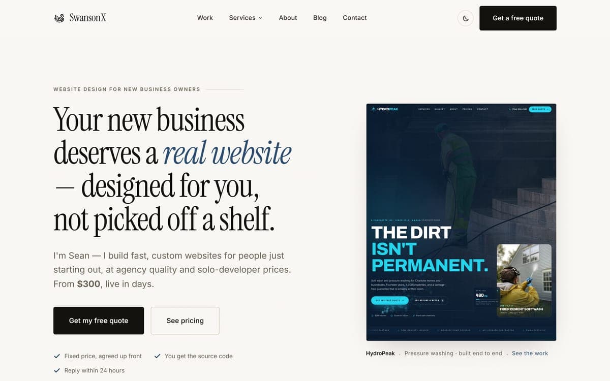 Screenshot of SwansonX